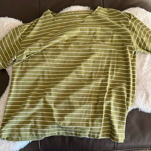 Jjill green and whites striped short sleeve tshirt